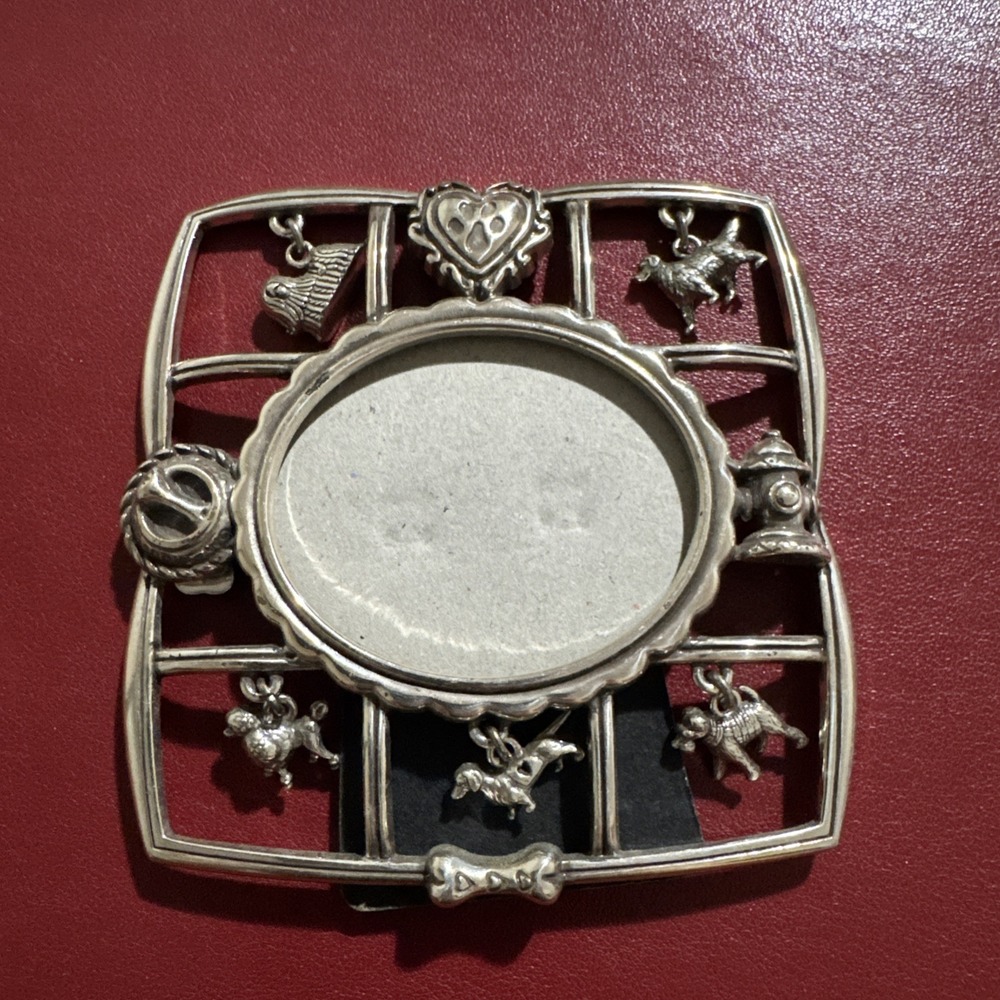 Brighton Pedigree Dogs Silver Metal Photo Picture Frame w/ Dog Charms